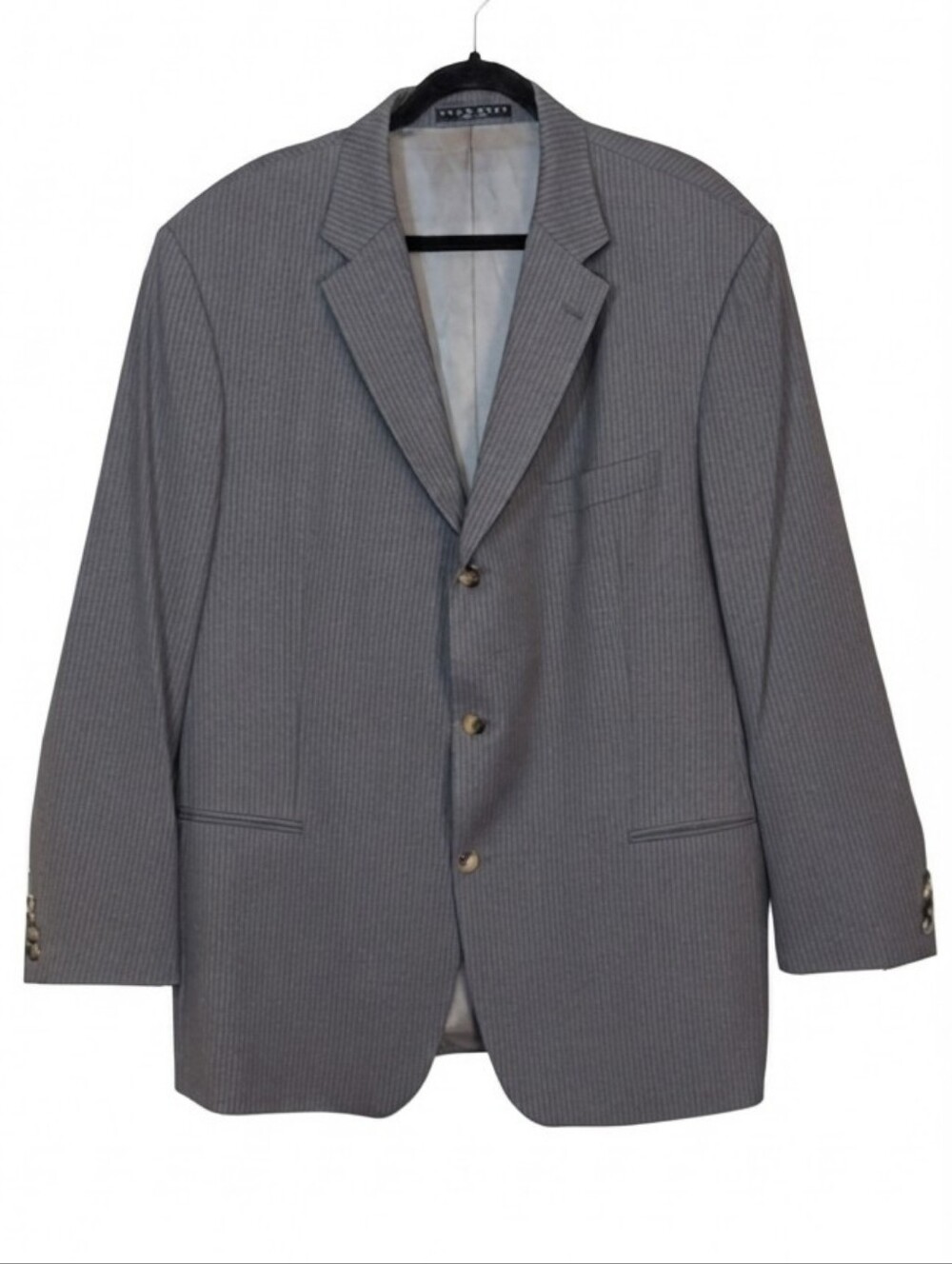 Hugo Boss Grey Pinstripe Blazer Super 100s Wool Suit Jacket Mens 48R Vintage 90s